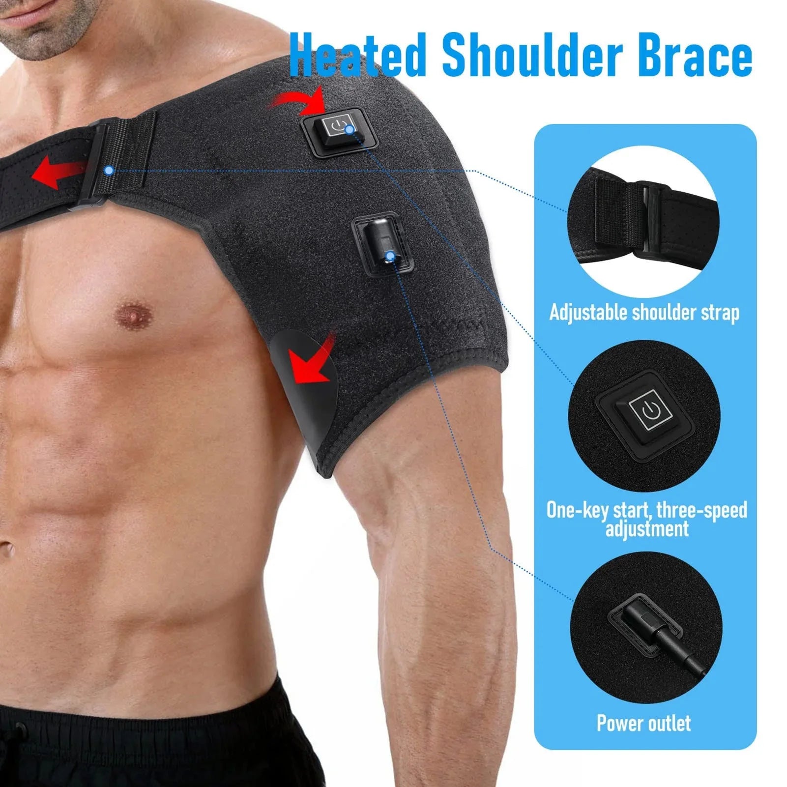 USB Heated Shoulder Brace Rotator Cuff